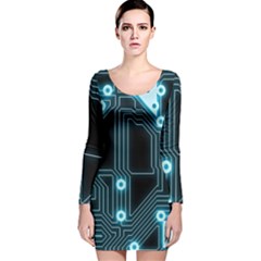 A Completely Seamless Background Design Circuitry Long Sleeve Velvet Bodycon Dress by Amaryn4rt