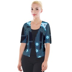 A Completely Seamless Background Design Circuitry Cropped Button Cardigan by Amaryn4rt