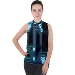 A Completely Seamless Background Design Circuitry Mock Neck Chiffon Sleeveless Top by Amaryn4rt