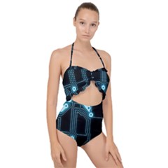 A Completely Seamless Background Design Circuitry Scallop Top Cut Out Swimsuit by Amaryn4rt