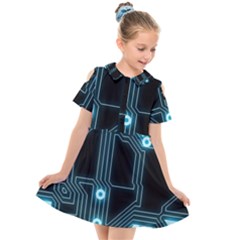 A Completely Seamless Background Design Circuitry Kids  Short Sleeve Shirt Dress by Amaryn4rt