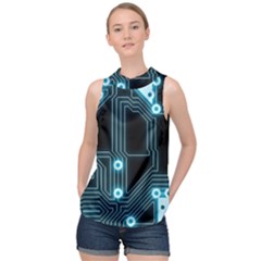 A Completely Seamless Background Design Circuitry High Neck Satin Top by Amaryn4rt