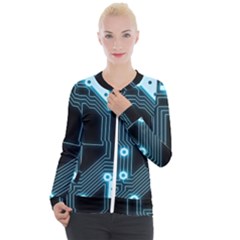 A Completely Seamless Background Design Circuitry Casual Zip Up Jacket by Amaryn4rt