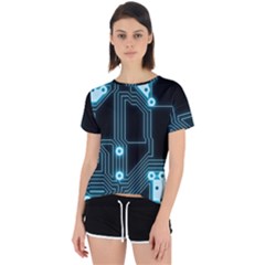 A Completely Seamless Background Design Circuitry Open Back Sport Tee by Amaryn4rt