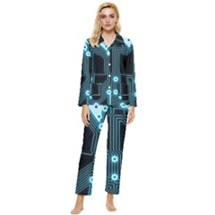 A Completely Seamless Background Design Circuitry Womens  Long Sleeve Velvet Pocket Pajamas Set by Amaryn4rt