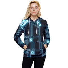 A Completely Seamless Background Design Circuitry Women s Lightweight Drawstring Hoodie by Amaryn4rt