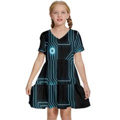 A Completely Seamless Background Design Circuitry Kids  Short Sleeve Tiered Mini Dress by Amaryn4rt