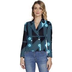 A Completely Seamless Background Design Circuitry Women s Long Sleeve Revers Collar Cropped Jacket by Amaryn4rt