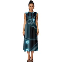 A Completely Seamless Background Design Circuitry Sleeveless Round Neck Midi Dress