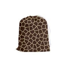 Giraffe Animal Print Skin Fur Drawstring Pouch (medium) by Amaryn4rt