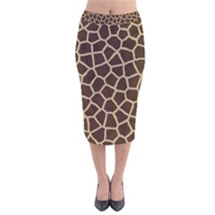 Giraffe Animal Print Skin Fur Velvet Midi Pencil Skirt by Amaryn4rt