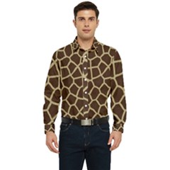 Giraffe Animal Print Skin Fur Men s Long Sleeve  Shirt by Amaryn4rt