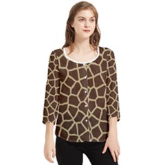 Giraffe Animal Print Skin Fur Chiffon Quarter Sleeve Blouse by Amaryn4rt