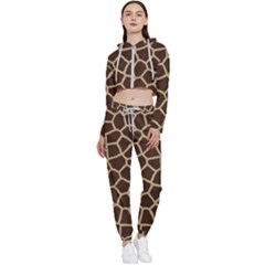 Giraffe Animal Print Skin Fur Cropped Zip Up Lounge Set by Amaryn4rt