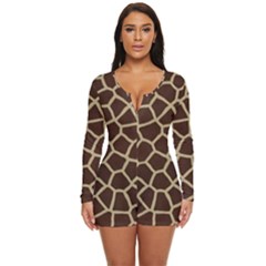 Giraffe Animal Print Skin Fur Long Sleeve Boyleg Swimsuit by Amaryn4rt