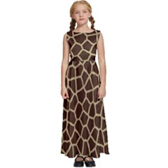 Giraffe Animal Print Skin Fur Kids  Satin Sleeveless Maxi Dress by Amaryn4rt