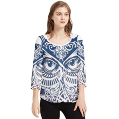 Owl Chiffon Quarter Sleeve Blouse by Amaryn4rt