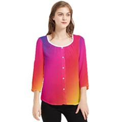 Rainbow Colors Chiffon Quarter Sleeve Blouse by Amaryn4rt