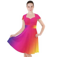 Rainbow Colors Cap Sleeve Midi Dress by Amaryn4rt