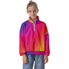 Rainbow Colors Kids  Half Zip Hoodie