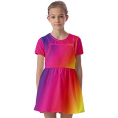 Rainbow Colors Kids  Short Sleeve Pinafore Style Dress by Amaryn4rt