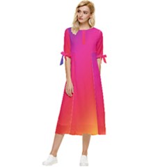 Rainbow Colors Bow Sleeve Chiffon Midi Dress by Amaryn4rt