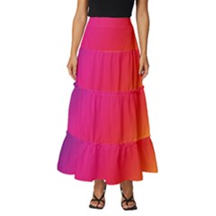 Rainbow Colors Tiered Ruffle Maxi Skirt by Amaryn4rt