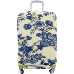 Vintage Blue Drawings On Fabric Luggage Cover (large) by Amaryn4rt