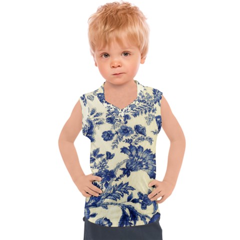 Vintage Blue Drawings On Fabric Kids  Sport Tank Top by Amaryn4rt