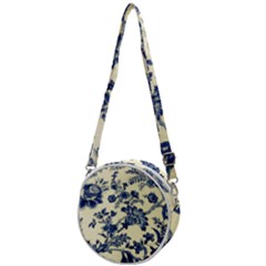 Vintage Blue Drawings On Fabric Crossbody Circle Bag by Amaryn4rt