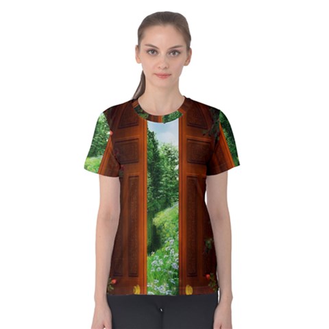 Beautiful World Entry Door Fantasy Women s Cotton Tee by Amaryn4rt