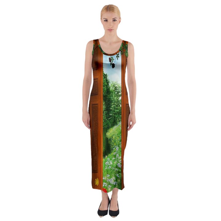 Beautiful World Entry Door Fantasy Fitted Maxi Dress