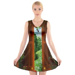 Beautiful World Entry Door Fantasy V-neck Sleeveless Dress by Amaryn4rt