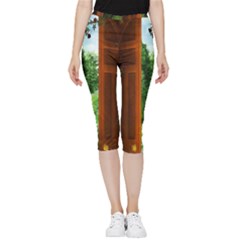 Beautiful World Entry Door Fantasy Inside Out Lightweight Velour Capri Leggings  by Amaryn4rt