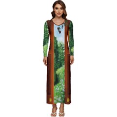 Beautiful World Entry Door Fantasy Long Sleeve Longline Maxi Dress by Amaryn4rt