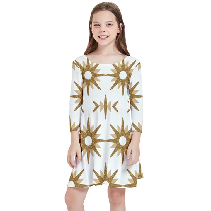 Seamless Repeating Tiling Tileable Kids  Quarter Sleeve Skater Dress