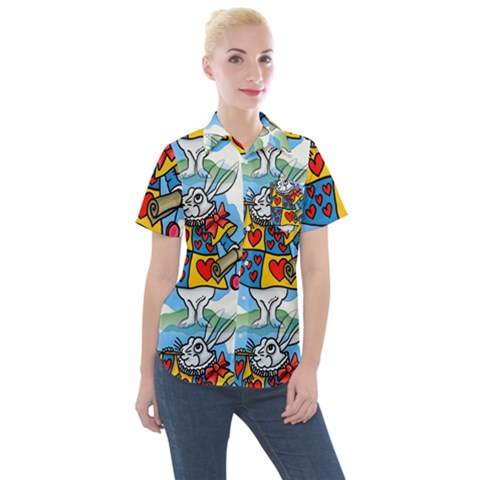 Seamless Repeating Tiling Tileable Women s Short Sleeve Pocket Shirt by Amaryn4rt