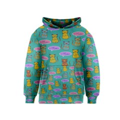 Meow Cat Pattern Kids  Pullover Hoodie by Amaryn4rt