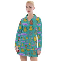 Meow Cat Pattern Women s Long Sleeve Casual Dress by Amaryn4rt