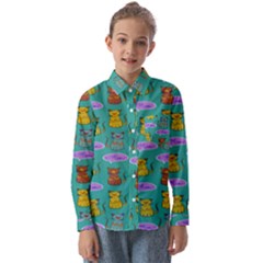 Meow Cat Pattern Kids  Long Sleeve Shirt by Amaryn4rt