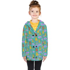 Meow Cat Pattern Kids  Double Breasted Button Coat by Amaryn4rt