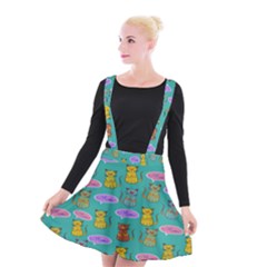 Meow Cat Pattern Suspender Skater Skirt by Amaryn4rt