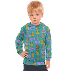 Meow Cat Pattern Kids  Hooded Pullover by Amaryn4rt