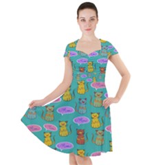 Meow Cat Pattern Cap Sleeve Midi Dress by Amaryn4rt