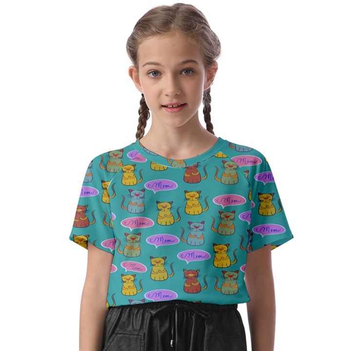 Meow Cat Pattern Kids  Basic Tee