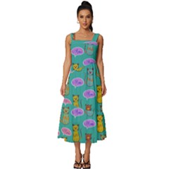 Meow Cat Pattern Square Neckline Tiered Midi Dress by Amaryn4rt