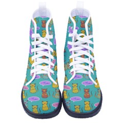 Meow Cat Pattern Women s High-top Canvas Sneakers by Amaryn4rt