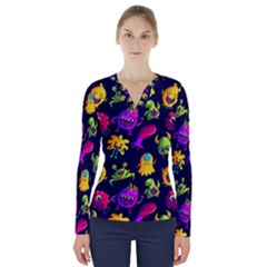 Space Patterns V-neck Long Sleeve Top by Amaryn4rt