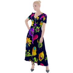 Space Patterns Button Up Short Sleeve Maxi Dress by Amaryn4rt