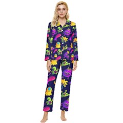 Space Patterns Womens  Long Sleeve Velvet Pocket Pajamas Set